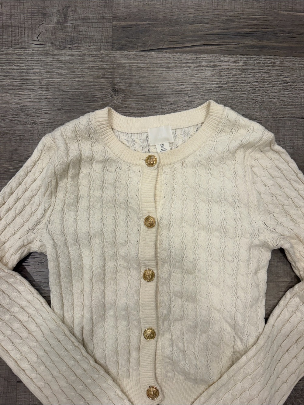 H&M Classic Cream Cable-Knit Women’s Cardigan Sweater